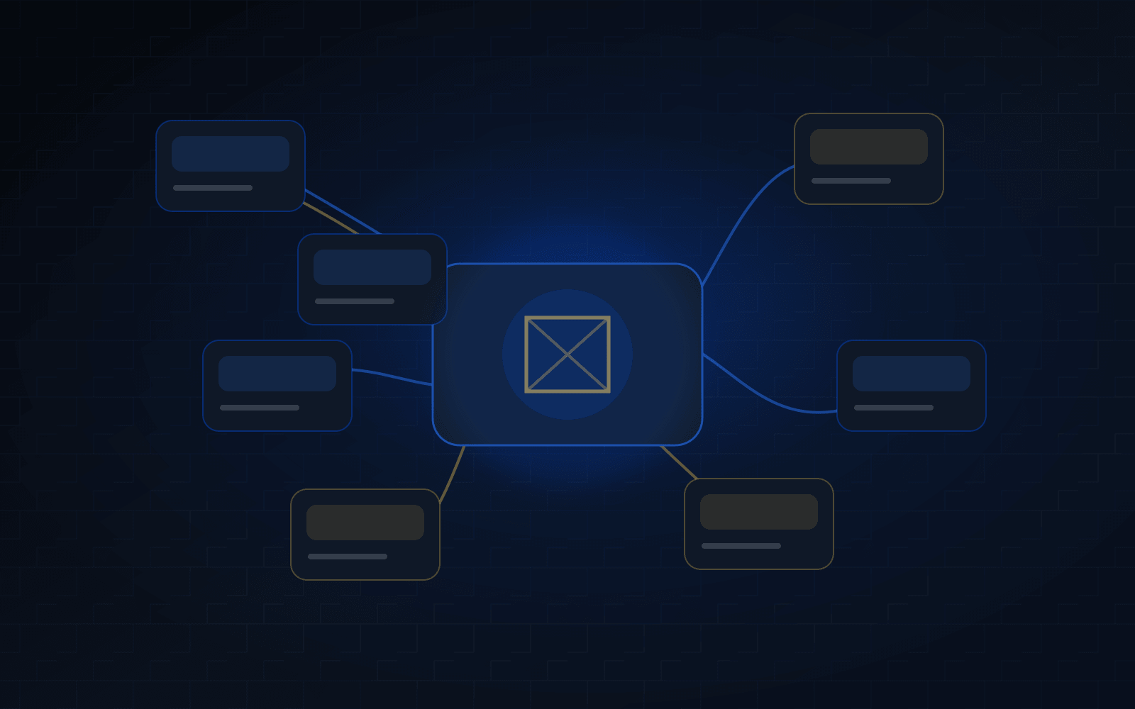 Abstract clipping distribution system with one flagship content source branching into many short-form campaign assets.